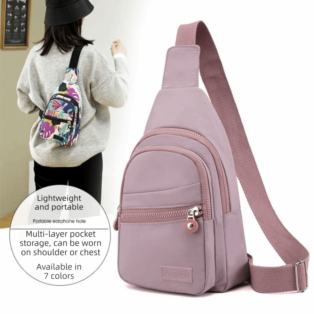 Sling Backpack Shoulder - 나일론 여성용 가슴 가방 방수 지퍼