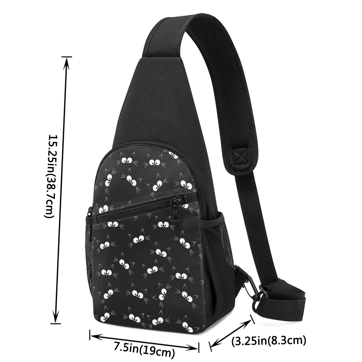 귀여운 검은 고양이 패턴 가슴 가방 남성 슬링 크로스  - Sling Backpack Shoulder 리뷰 및 가격